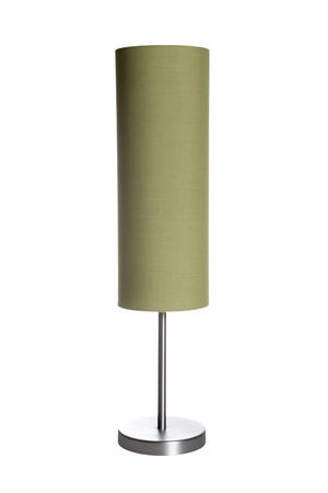 Lampa i stål med textilskärm